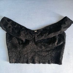 Free People Black Lace Crop Top